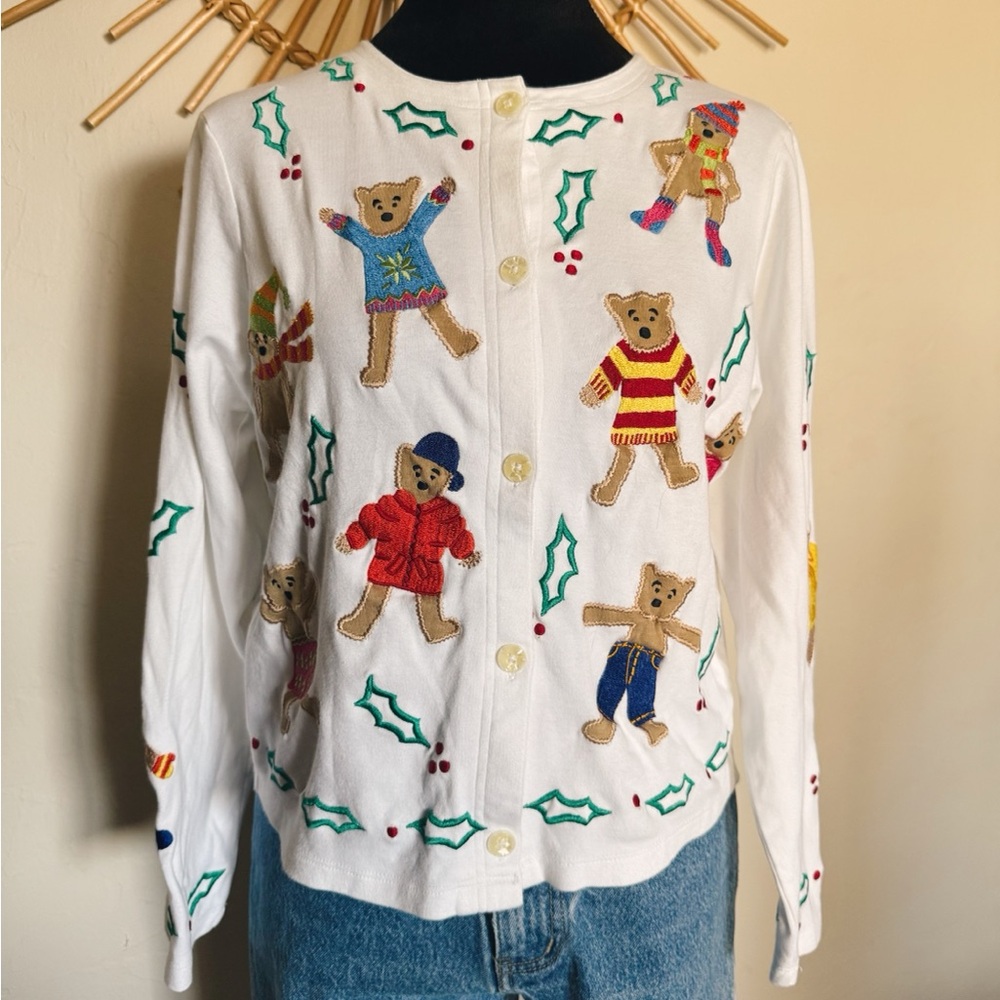 Michael Simon White Bear Pattern Sweater - image 1